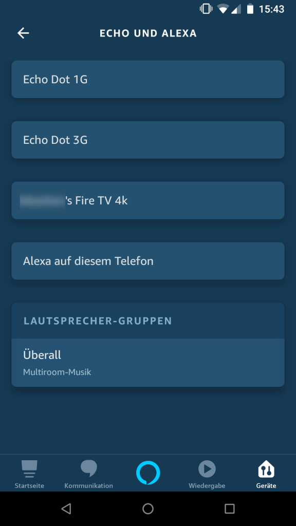 Alexa App - Geräte - Echo und Alexa